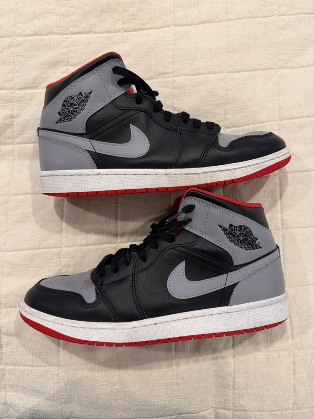 Jordan Mid-Top Sneakers in Black, Gray, and Red